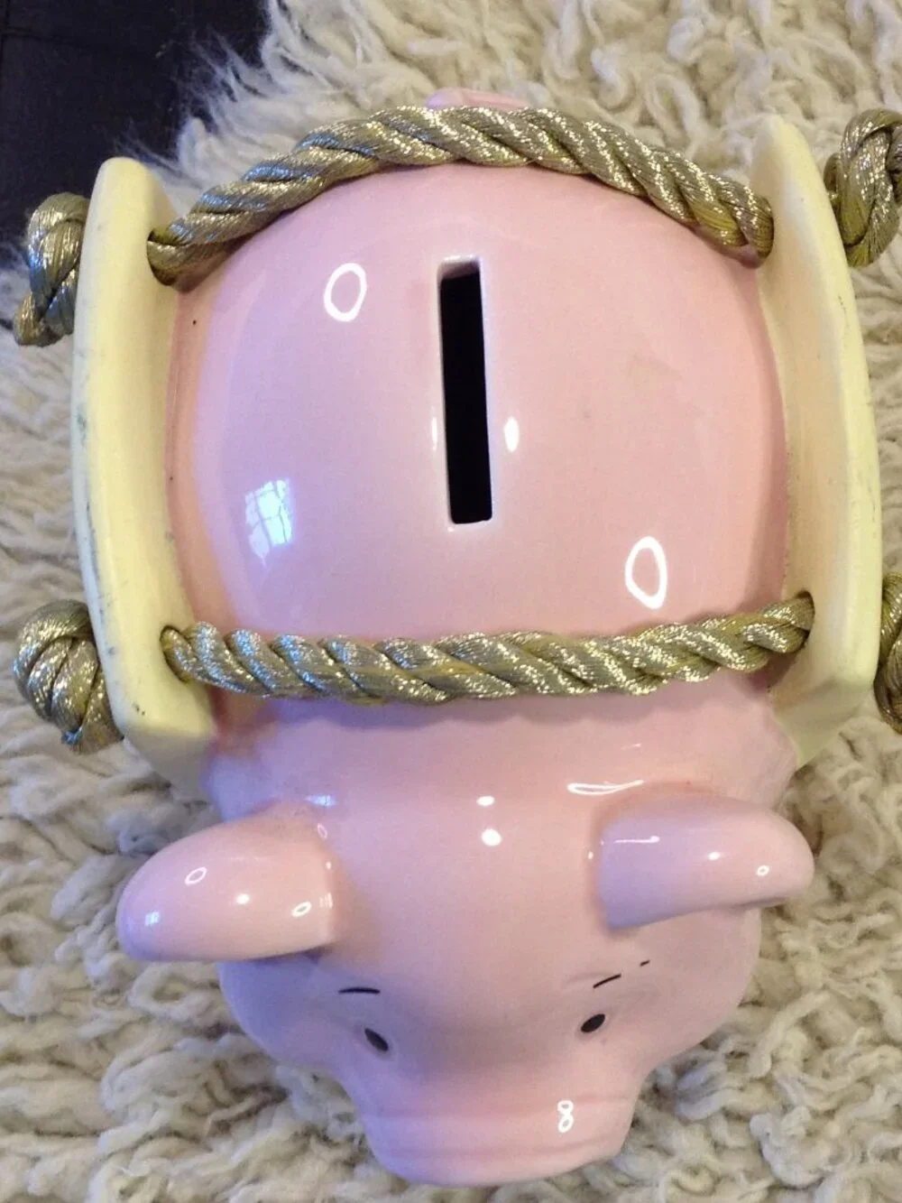 VTG 2001 Ceramic Coin Banks Pig/Racoon Kidcore Start Saving Ceramic Nostalgic